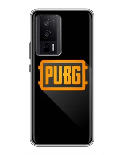 Чехол для Xiaomi POCO F5 Pro с картинкой «PUBG — рамка лого»