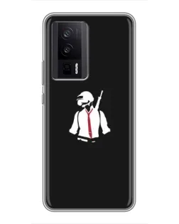 Чехол для Xiaomi POCO F5 Pro с картинкой «PUBG — силуэт воина»