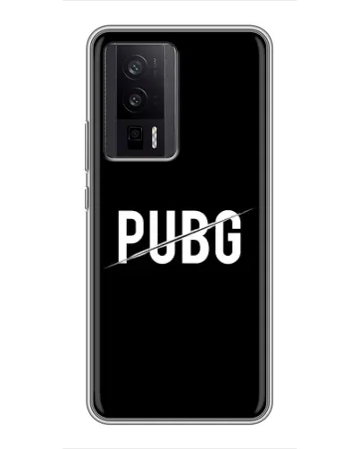 Чехол для Xiaomi POCO F5 Pro с картинкой «PUBG — белый логотип»