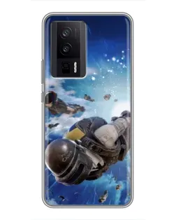 Чехол для Xiaomi POCO F5 Pro с картинкой «Десант PUBG — прыжок»