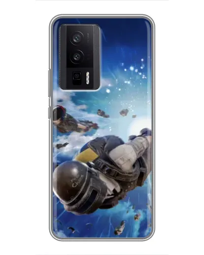 Чехол для Xiaomi POCO F5 Pro с картинкой «Десант PUBG — прыжок»