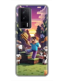 Чехол для Xiaomi POCO F5 Pro с картинкой «Стив на ферме»