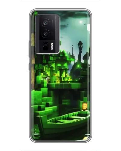 Чехол для Xiaomi POCO F5 Pro с картинкой «Minecraft лесной пейзаж»