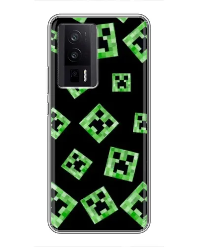 Чехол для Xiaomi POCO F5 Pro с картинкой «Паттерн с криперами»