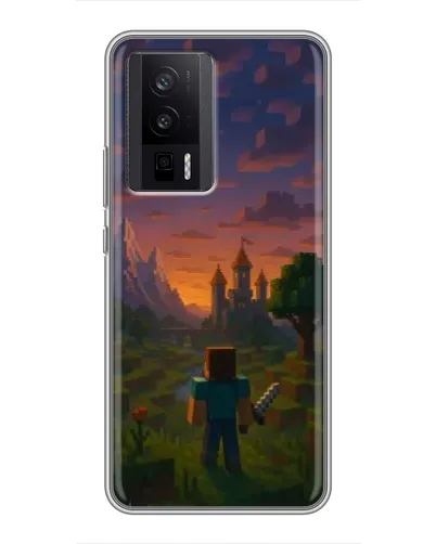 Чехол для Xiaomi POCO F5 Pro с картинкой «Стив у башни»