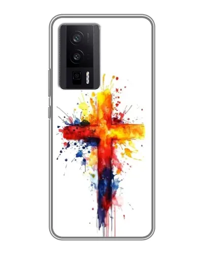 Чехол для Xiaomi POCO F5 Pro с картинкой «Акварельный крест»