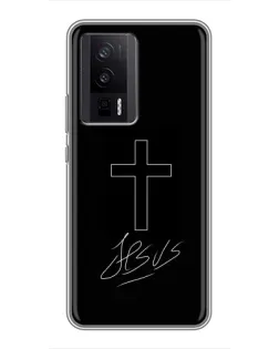 Чехол для Xiaomi POCO F5 Pro с картинкой «Графический крест Jesus» Чехол для Xiaomi POCO F5 Pro с картинкой «Графический крест Jesus»