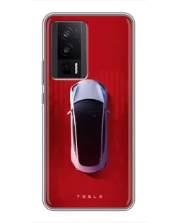 Чехол для Xiaomi POCO F5 Pro с картинкой «Tesla Top View»