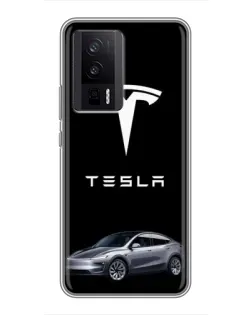 Чехол для Xiaomi POCO F5 Pro с картинкой «Tesla Model Y»