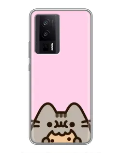 Чехол для Xiaomi POCO F5 Pro с картинкой «Pusheen и печенье»