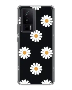 Чехол для Xiaomi POCO F5 Pro с картинкой «Ромашки на черном»