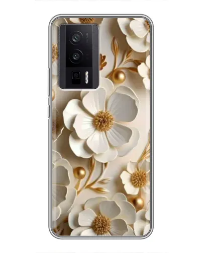 Чехол для Xiaomi POCO F5 Pro с картинкой «Белие бумажние  цвети»