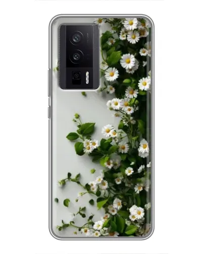 Чехол для Xiaomi POCO F5 Pro с картинкой «Ветка мелких белых цветов»