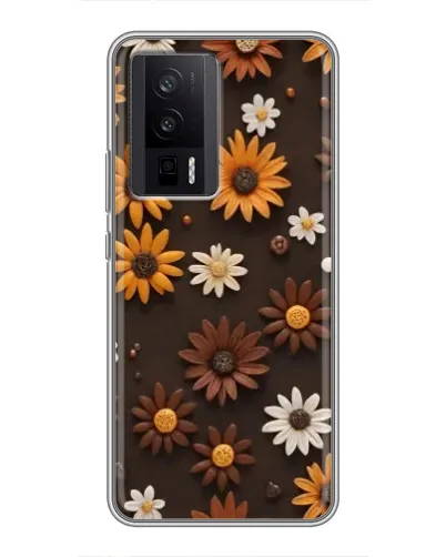 Чехол для Xiaomi POCO F5 Pro с картинкой «Узор из маленьких подсолнухов»