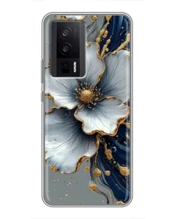 Чехол для Xiaomi POCO F5 Pro с картинкой «Белый цветок и золотой флюид»