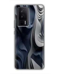 Чехол для Xiaomi POCO F5 Pro с картинкой «Объемные синие складки»