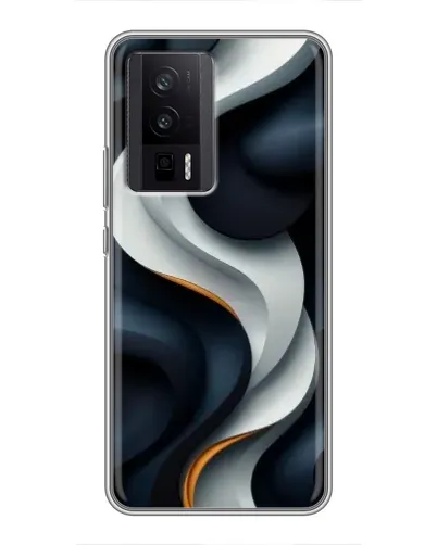 Чехол для Xiaomi POCO F5 Pro с картинкой «Объемные черно-белые ленты» Чехол для Xiaomi POCO F5 Pro с картинкой «Объемные черно-белые ленты»