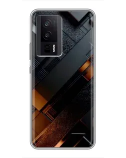 Чехол для Xiaomi POCO F5 Pro с картинкой «Черные геометрические блоки»