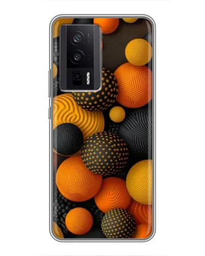 Чехол для Xiaomi POCO F5 Pro с картинкой «Объемные оранжевые сферы» Чехол для Xiaomi POCO F5 Pro с картинкой «Объемные оранжевые сферы»