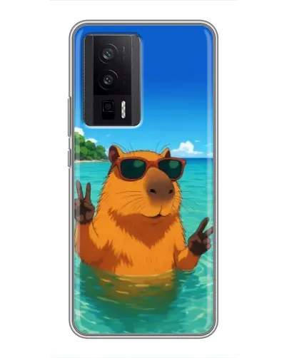 Чехол для Xiaomi POCO F5 Pro с картинкой «Морская капибара»