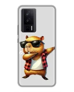 Чехол для Xiaomi POCO F5 Pro с картинкой «Капибара рэпер даб»