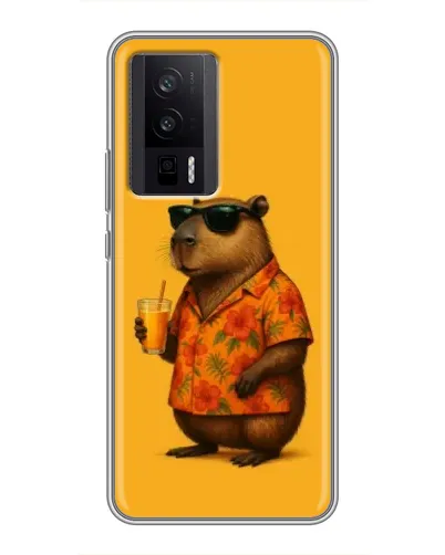 Чехол для Xiaomi POCO F5 Pro с картинкой «Капибара на отдыхе»