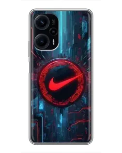 Чехол для Xiaomi POCO F5 с картинкой «Техногенный стиль Nike»