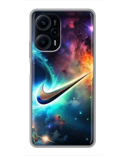 Чехол для Xiaomi POCO F5 с картинкой «Космический Nike Swoosh»