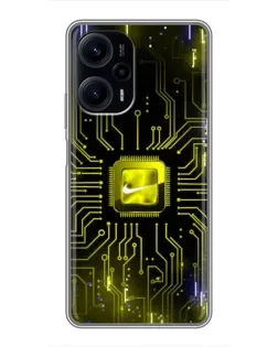 Чехол для Xiaomi POCO F5 с картинкой «Nike — золотая искра»