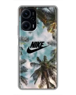 Чехол для Xiaomi POCO F5 с картинкой «Тропический принт Nike» Чехол для Xiaomi POCO F5 с картинкой «Тропический принт Nike»