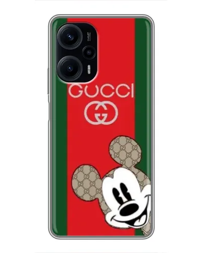 Чехол для Xiaomi POCO F5 с картинкой «Gucci — полосы и Микки»