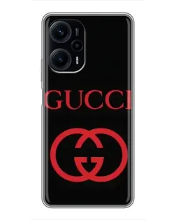 Чехол для Xiaomi POCO F5 с картинкой «Gucci — красный логотип»