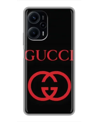 Чехол для Xiaomi POCO F5 с картинкой «Gucci — красный логотип»