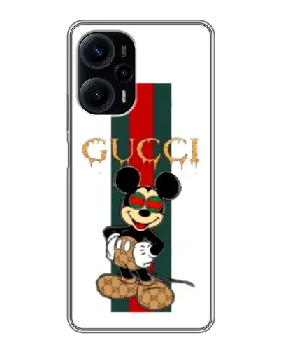 Чехол для Xiaomi POCO F5 с картинкой «Микки Маус Gucci — полосы»