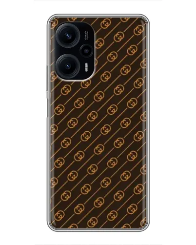 Чехол для Xiaomi POCO F5 с картинкой «Gucci — золотые диагонали»