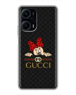 Чехол для Xiaomi POCO F5 с картинкой «Минни Маус Gucci — черный»