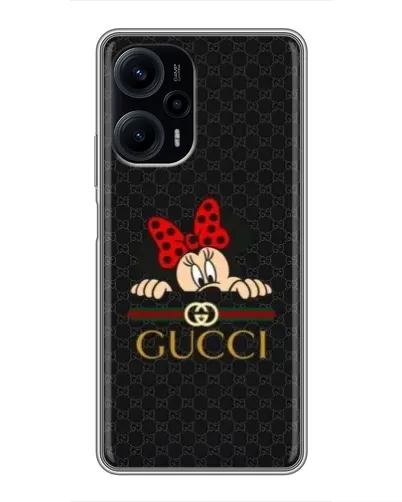 Чехол для Xiaomi POCO F5 с картинкой «Минни Маус Gucci — черный»