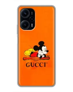 Чохол для Xiaomi POCO F5 з картинкою «Міккі Маус Gucci — помаранч» Чохол для Xiaomi POCO F5 з картинкою «Міккі Маус Gucci — помаранч»