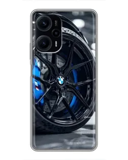 Чехол для Xiaomi POCO F5 с картинкой «Колесо BMW вблизи»