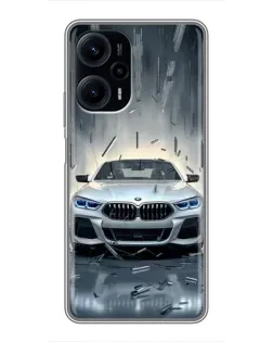 Чехол для Xiaomi POCO F5 с картинкой «BMW в свете фар»