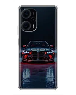 Чехол для Xiaomi POCO F5 с картинкой «BMW на мокрой дороге»