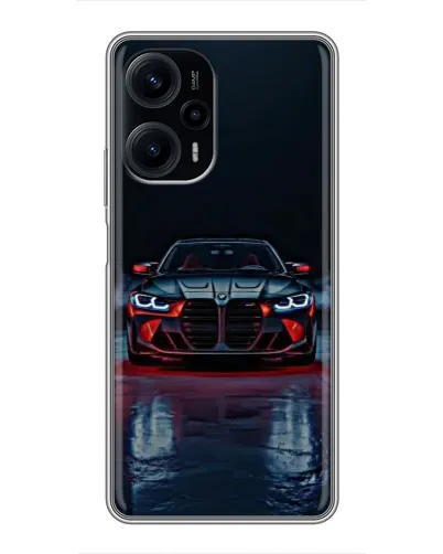 Чехол для Xiaomi POCO F5 с картинкой «BMW на мокрой дороге»