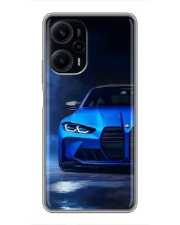 Чехол для Xiaomi POCO F5 с картинкой «Голубая BMW M4»
