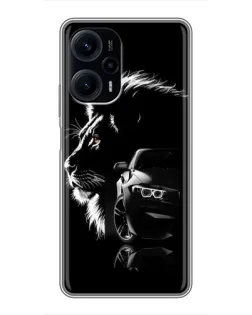 Чехол для Xiaomi POCO F5 с картинкой «BMW и лев»