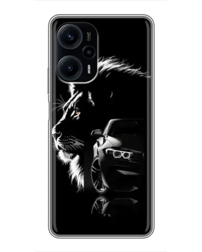 Чехол для Xiaomi POCO F5 с картинкой «BMW и лев»