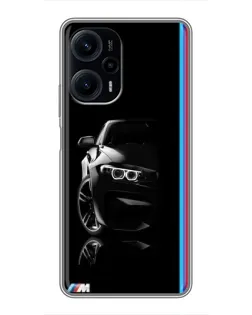 Чехол для Xiaomi POCO F5 с картинкой «Силуэт BMW в темноте»
