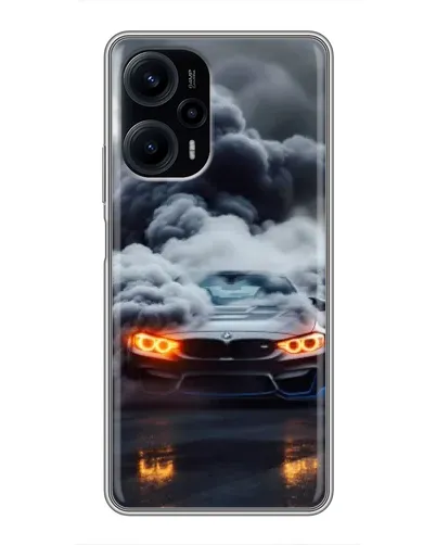 Чехол для Xiaomi POCO F5 с картинкой «BMW в дыму»