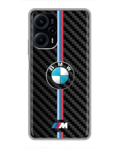 Чехол для Xiaomi POCO F5 с картинкой «Эмблема BMW и карбон»