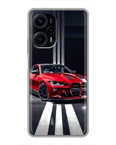 Чехол для Xiaomi POCO F5 с картинкой «Красная BMW на дороге»