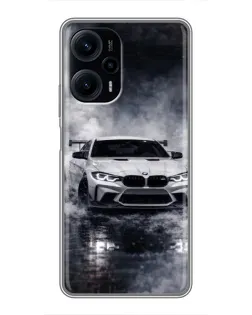 Чехол для Xiaomi POCO F5 с картинкой «BMW сквозь туман»